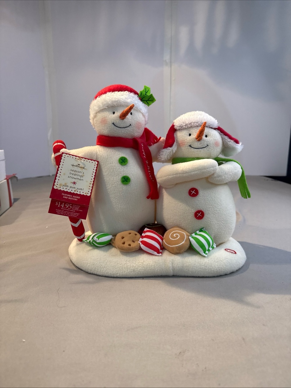 Hallmark White and Red Snowman Couple Holiday Plush with Candy Accents NWT